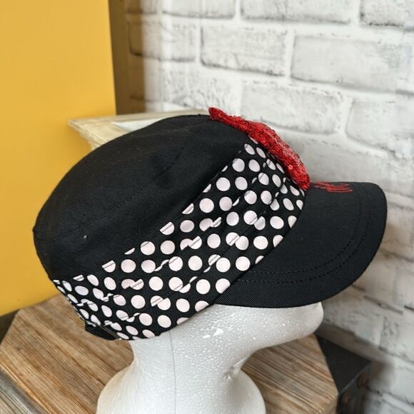 Disney Parks Minnie Mouse Sequins Bow Cadet Hat - Picture 4 of 6